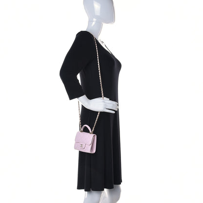 Chanel Lambskin Quilted Top Handle Clutch With Chain Light Pink 2 of 14