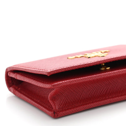 Prada Saffiano Metal Bi-Fold Card Holder Wallet Fuoco 8 of 9