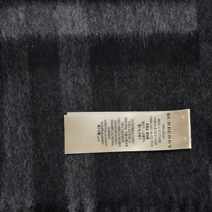 Burberry Cashmere Classic Check Fringe Scarf Charcoal 5 of 6