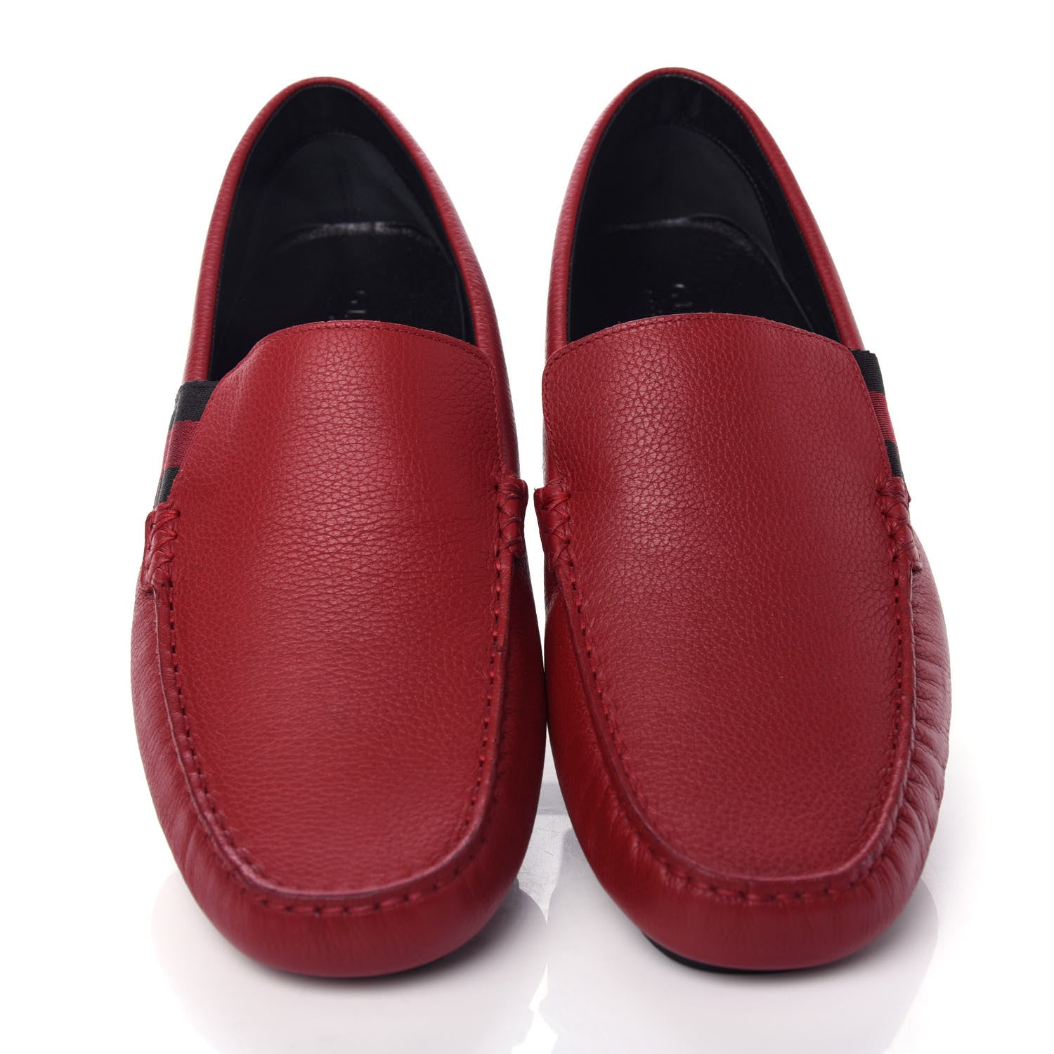 Gucci Calfskin Web Mens Driver Loafers 9 Red 5 of 11