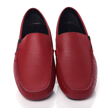 Gucci Calfskin Web Mens Driver Loafers 9 Red 5 of 11