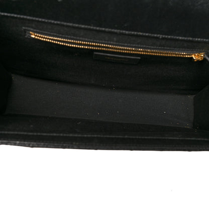 Saint Laurent Grain De Poudre Matelasse Chevron Large Monogram Satchel Black 5 of 14