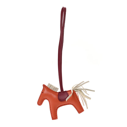 Hermes Milo Lambskin Grigri Rodeo Horse Bag Charm PM Orange Poppy Craie Cornaline 1 of 4