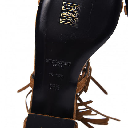 Saint Laurent Suede Studded Fringe Cyuko 36.5 Brown 7 of 10