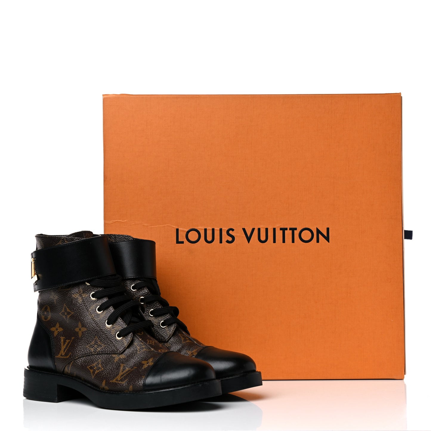 Calfskin Monogram Wonderland Flat Ranger Boots 39 Black