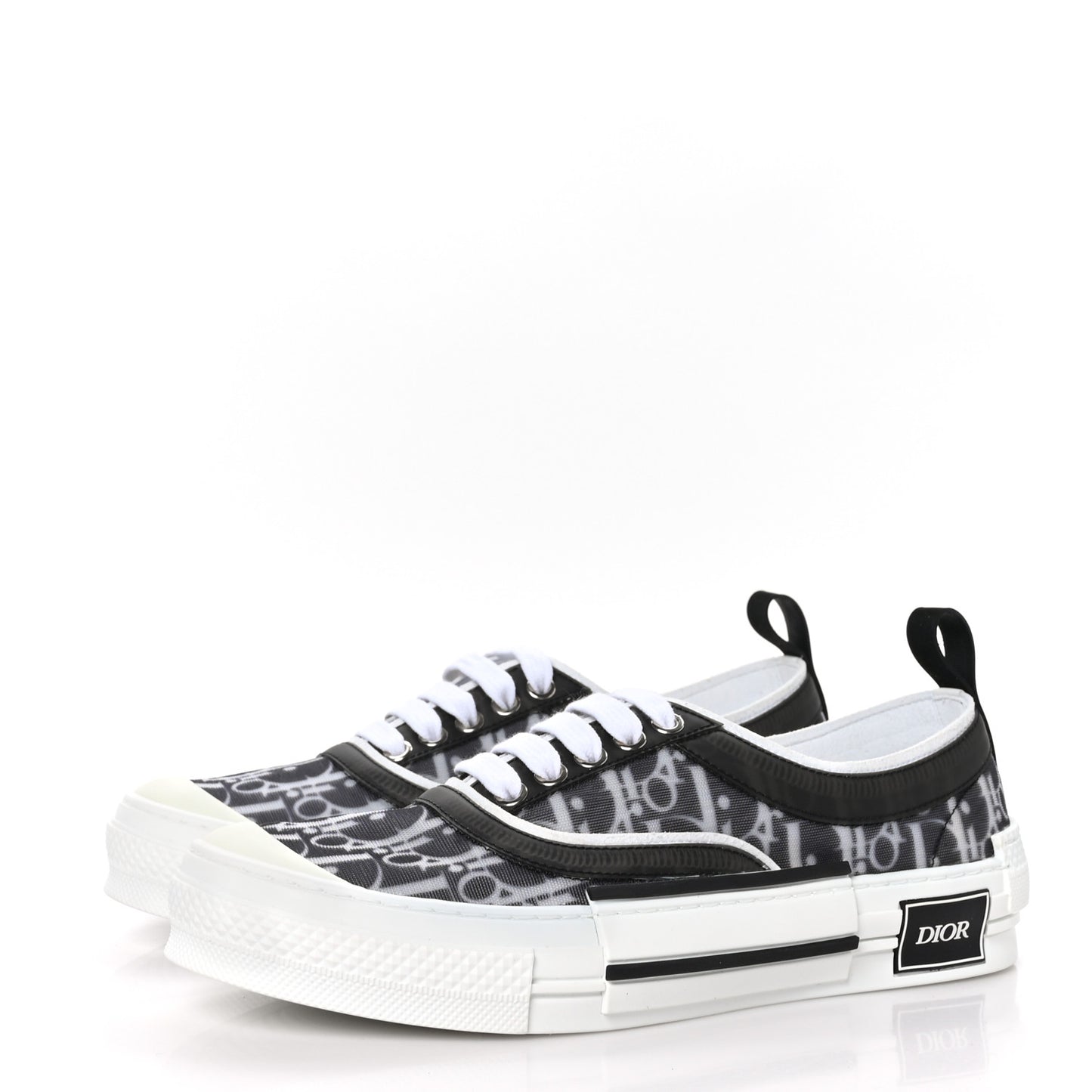 Technical Canvas Mesh Half Oblique Printed Mens B23 Low Top Sneakers 40 Black White