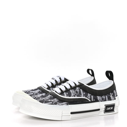 Christian Dior Technical Canvas Mesh Half Oblique Printed Mens B23 Low Top Sneakers 40 Black White 3 of 8