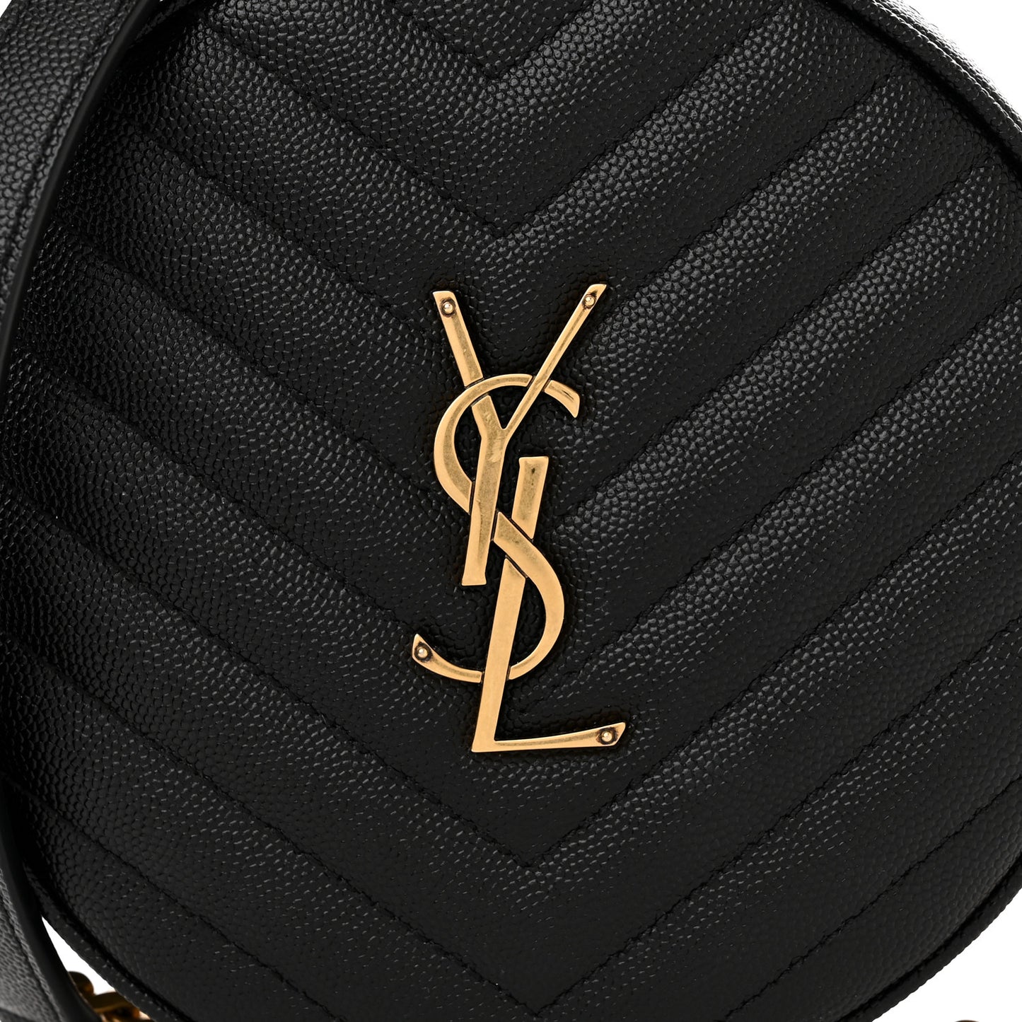 Grain De Poudre Matelasse Chevron Quilted Round Vinyle Camera Bag Black