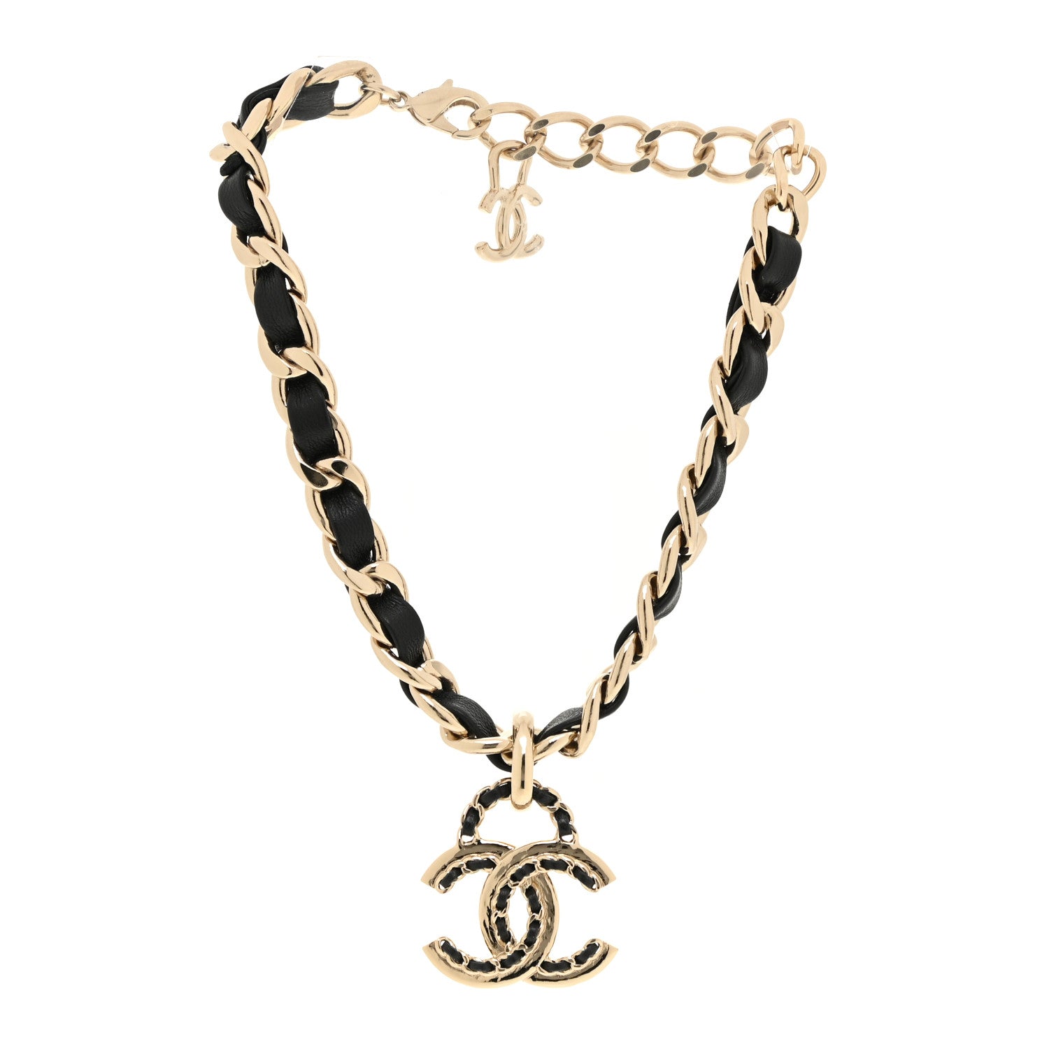 Chanel Metal Lambskin CC Choker Necklace Black Gold 3 of 5