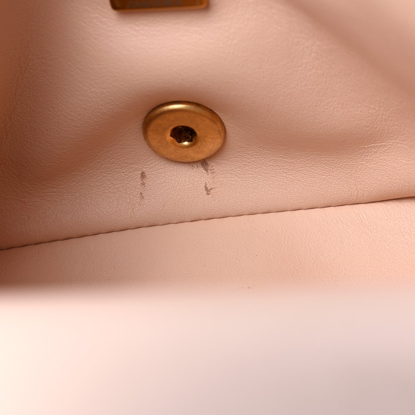 Lambskin Quilted Mini Rectangular Pearl Crush Flap Light Beige