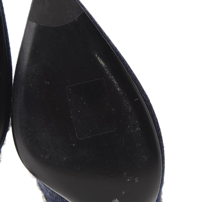 Christian Dior Denim Crystal Garland Pumps 37.5 Blue Fonce 8 of 12