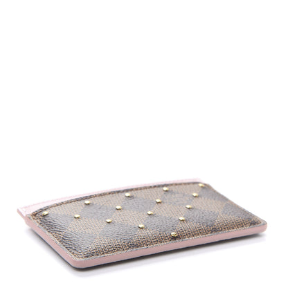 Louis Vuitton Damier Ebene Studded Card Holder Rose Ballerine 4 of 8