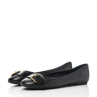 Louis Vuitton Calfskin Buckle Ballerina Flats 38.5 Black 3 of 15