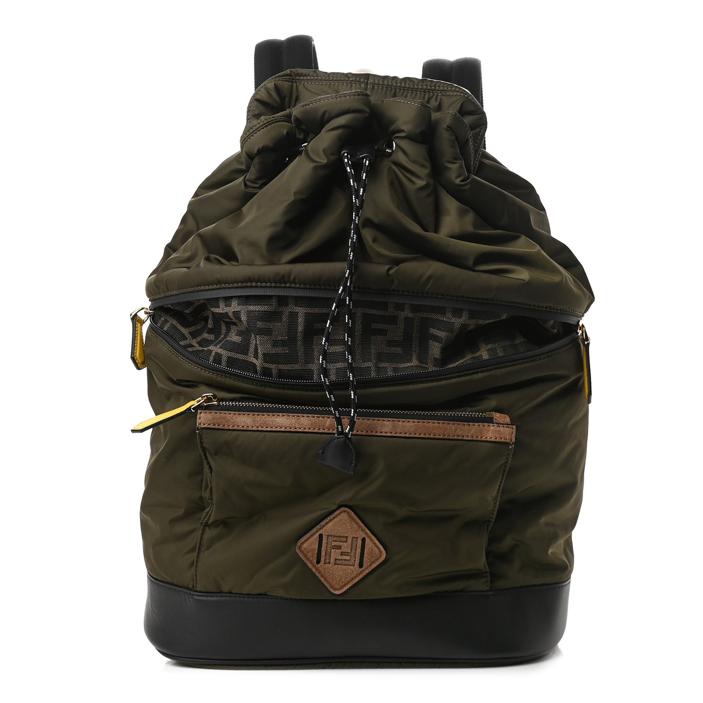 Nylon Vitello Grace FF Expandable Drawstring Backpack Military Brown Tortora