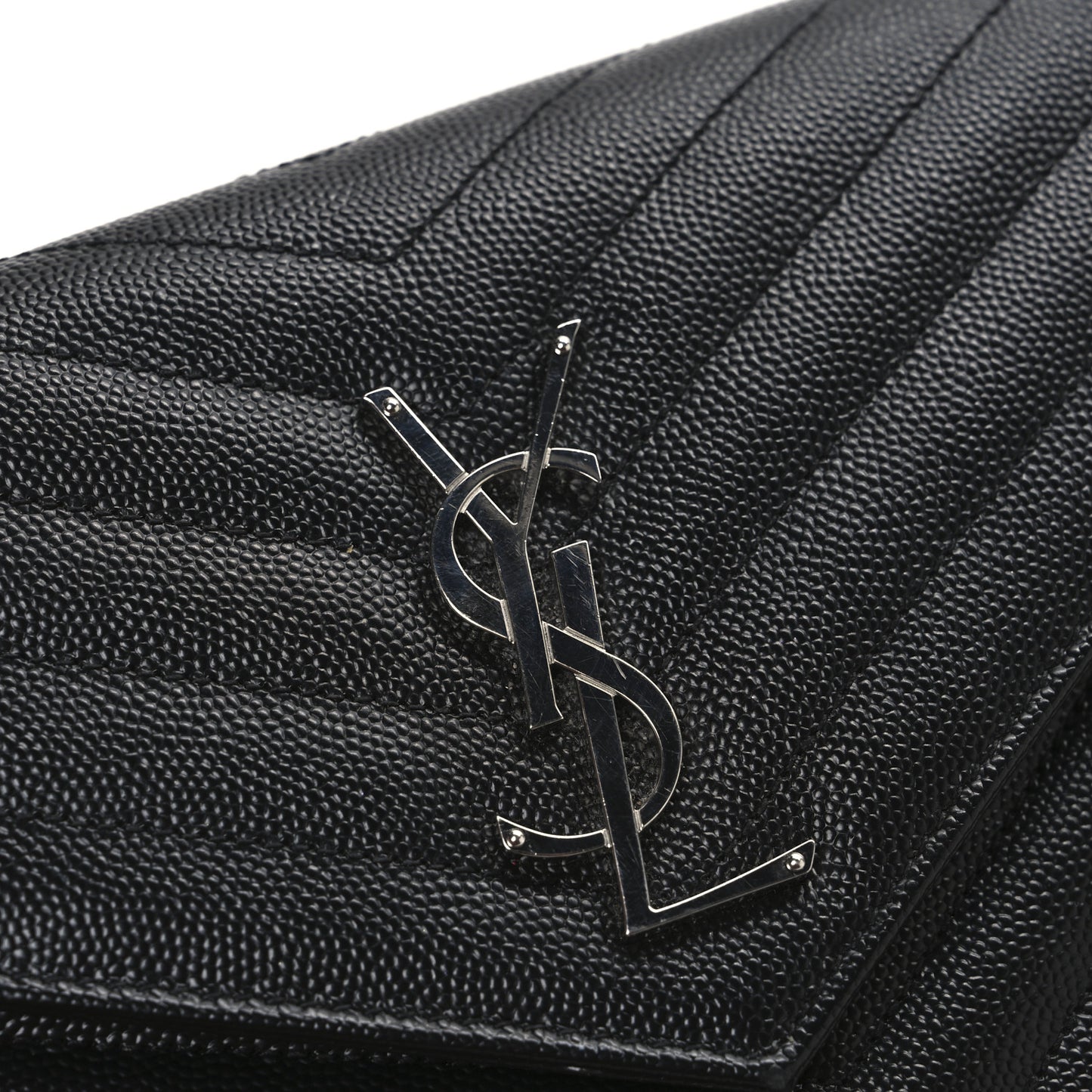 Grain De Poudre Matelasse Chevron Monogram Chain Wallet Black