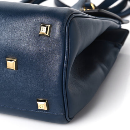 Salvatore Ferragamo Calfskin Medium Studio Bag Navy 9 of 10