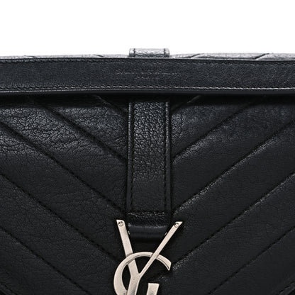 Saint Laurent Grained Calfskin Matelasse Chevron Medium Monogram Chain Bag Black 8 of 11