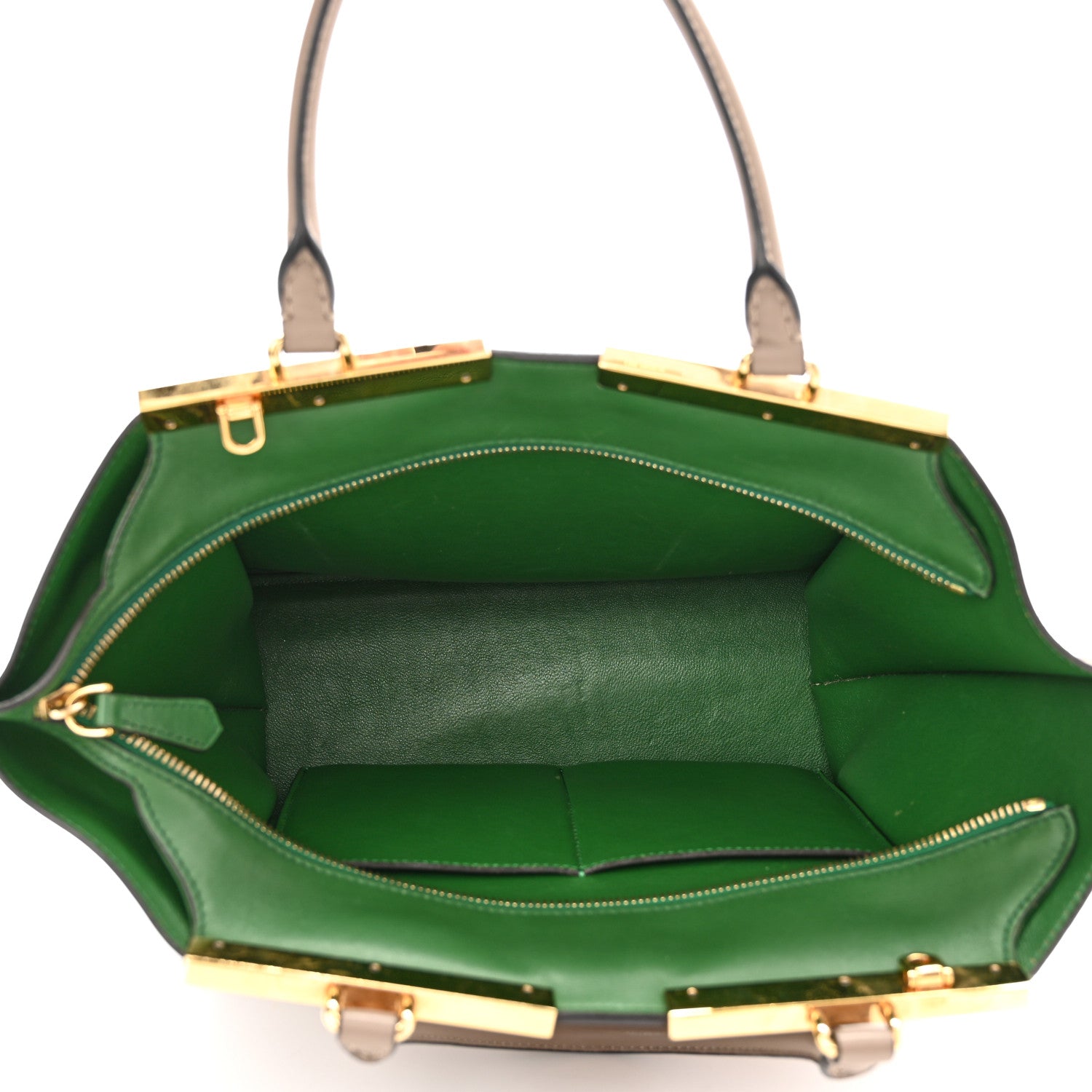 Fendi Vitello Dolce Shiny Nappa Petite 3Jours Tote Tortora Emerald 4 of 13
