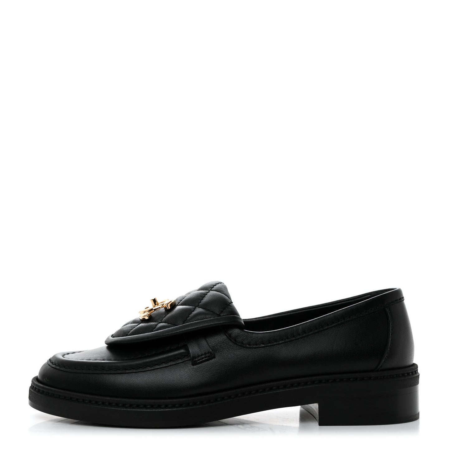 Lambskin Quilted CC Turnlock Loafers 36 Black