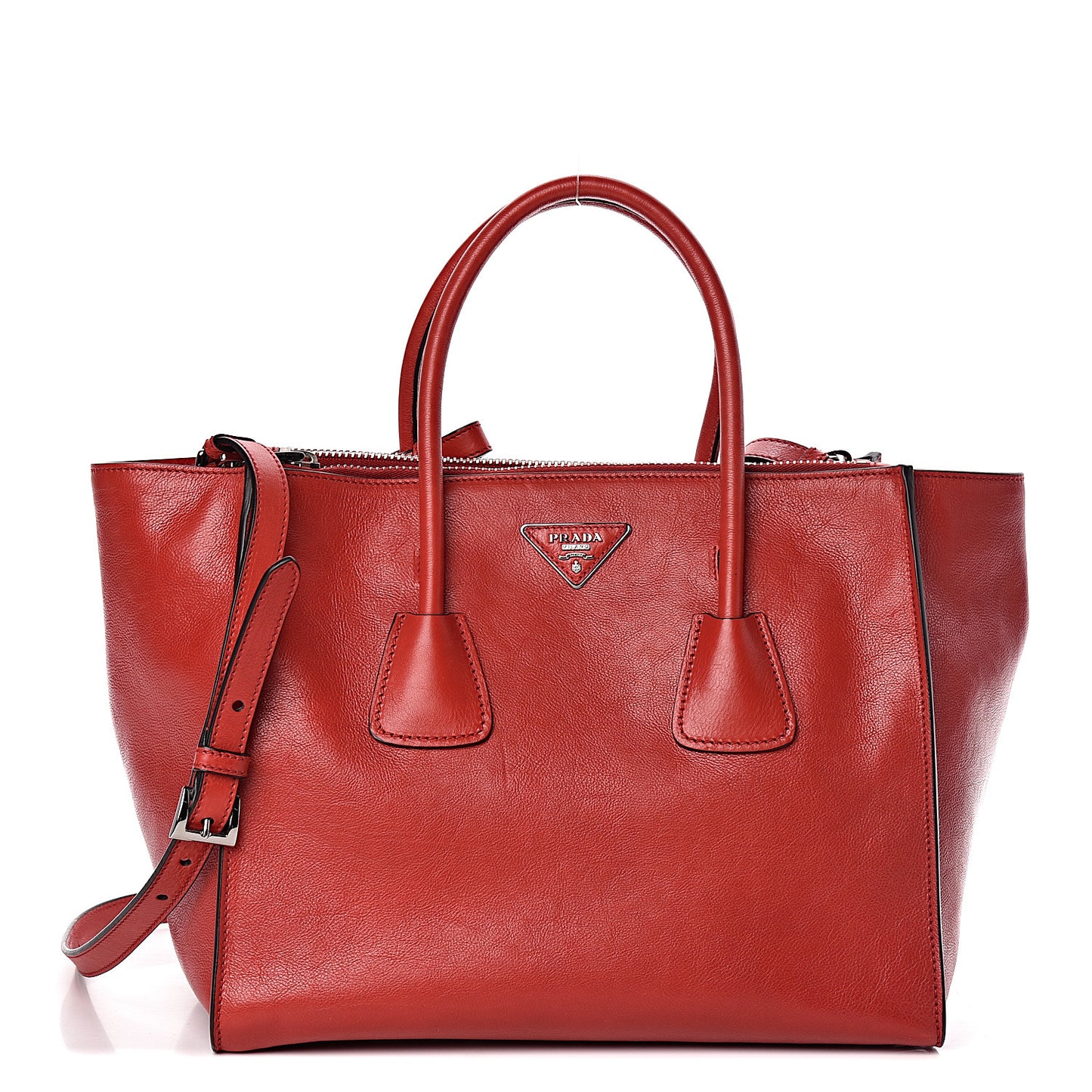 Glace Calfskin Twin Pocket Tote Fuoco