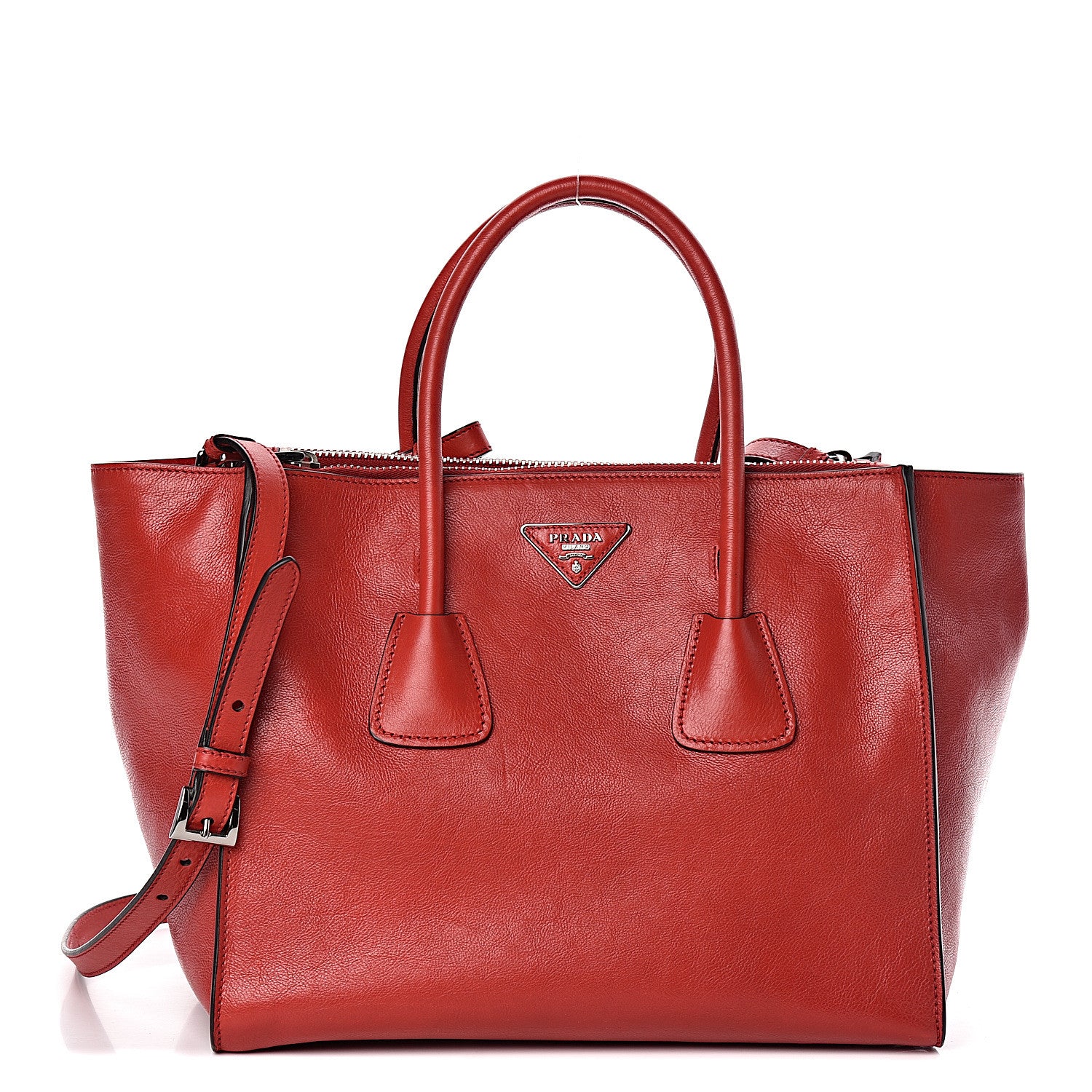 Prada Glace Calfskin Twin Pocket Tote Fuoco 1 of 11