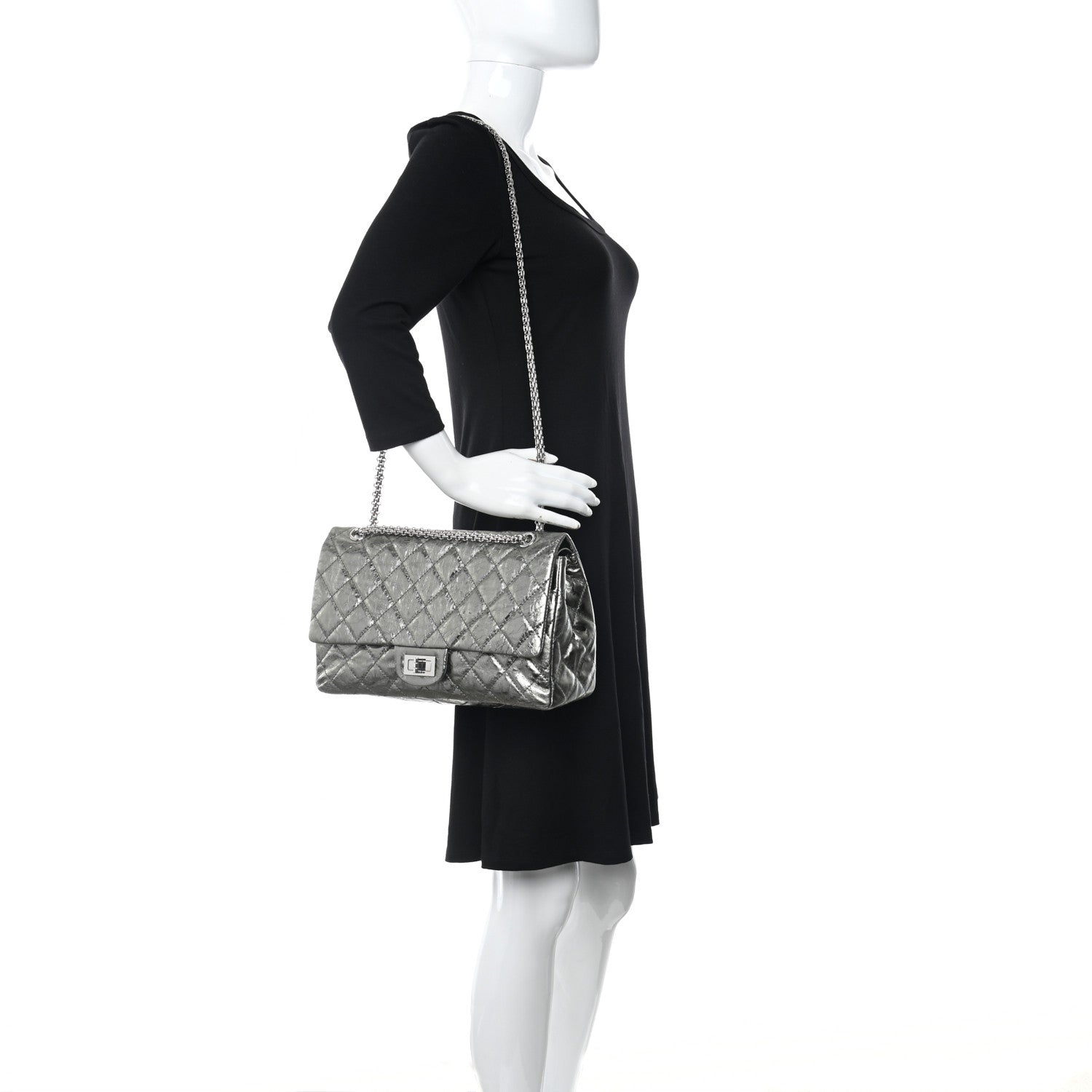 Chanel Metallic Aged Calfskin Quilted 2.55 Reissue 227 Flap Vert Fonce 2 of 11