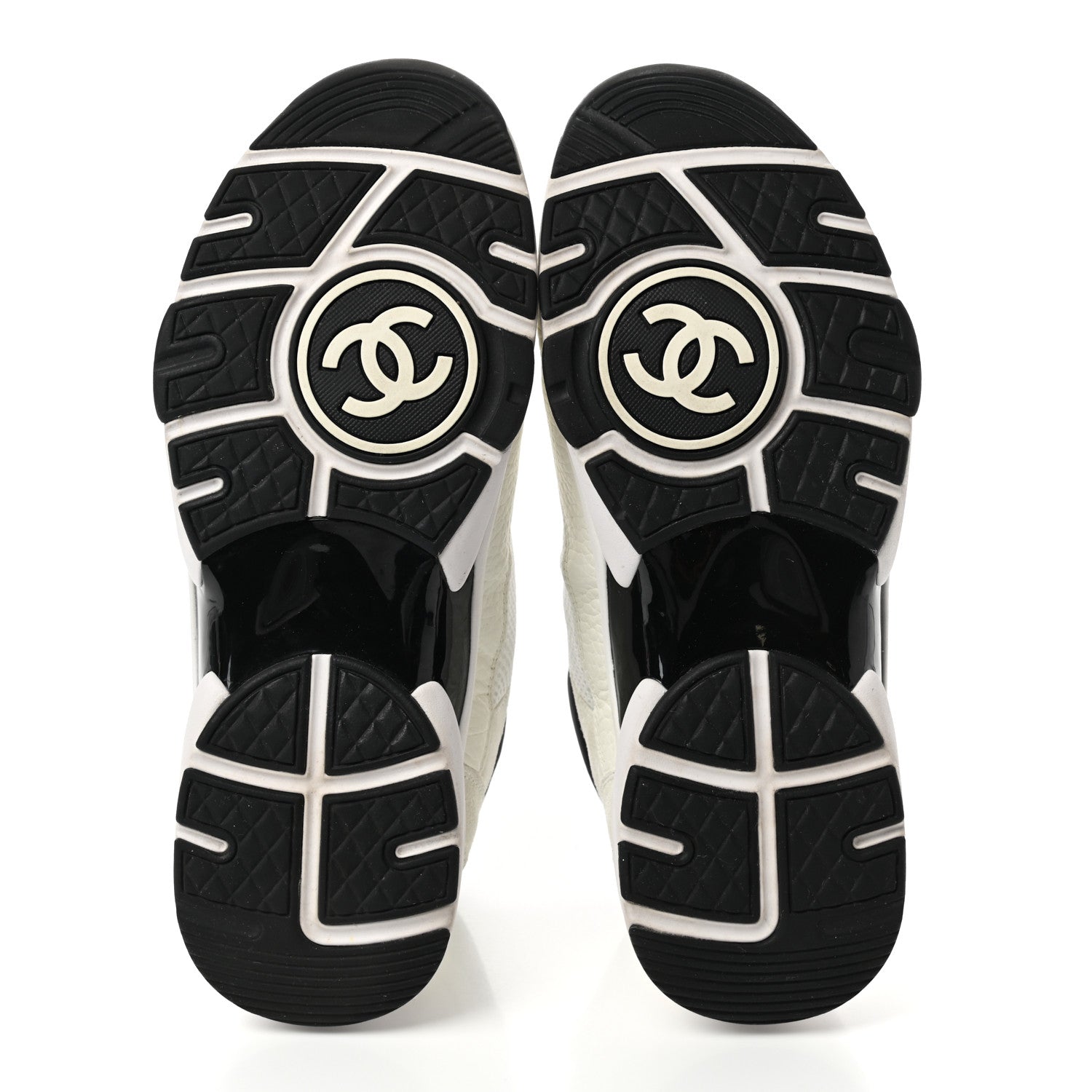 Chanel Mesh Suede Calfskin Grained Calfskin Womens CC Sneakers 39 White Black 5 of 13