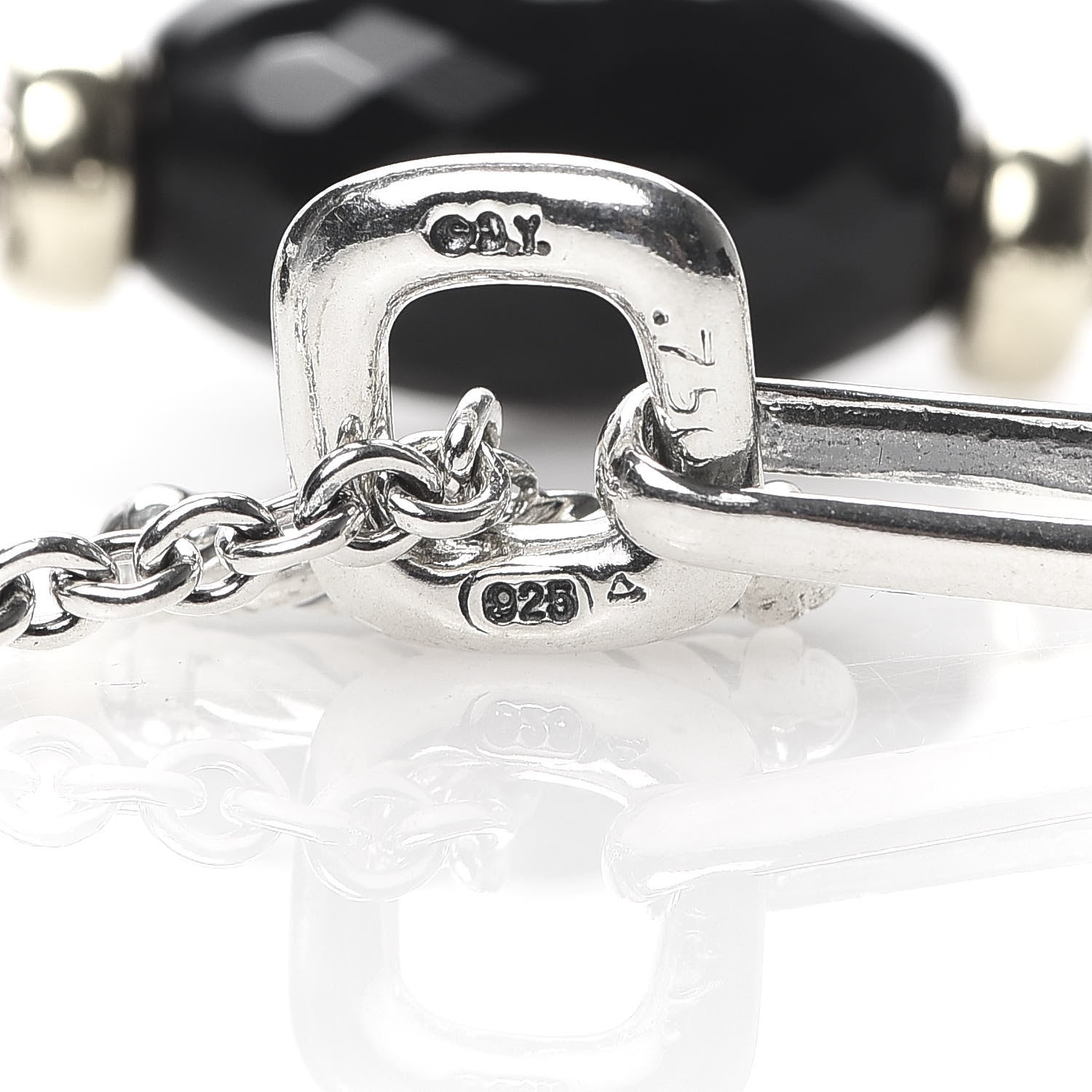 David Yurman Sterling Silver 18K Yellow Gold Black Onyx Figaro Chain Necklace 5 of 5