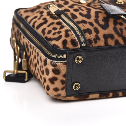 Saint Laurent Calfskin Leopard Print Pony Hair Briefcase Black 8 of 10