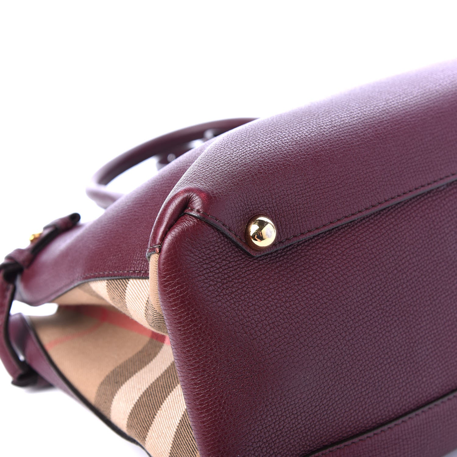 Burberry Grainy Calfskin House Check Medium Banner Tote Elderberry 7 of 11