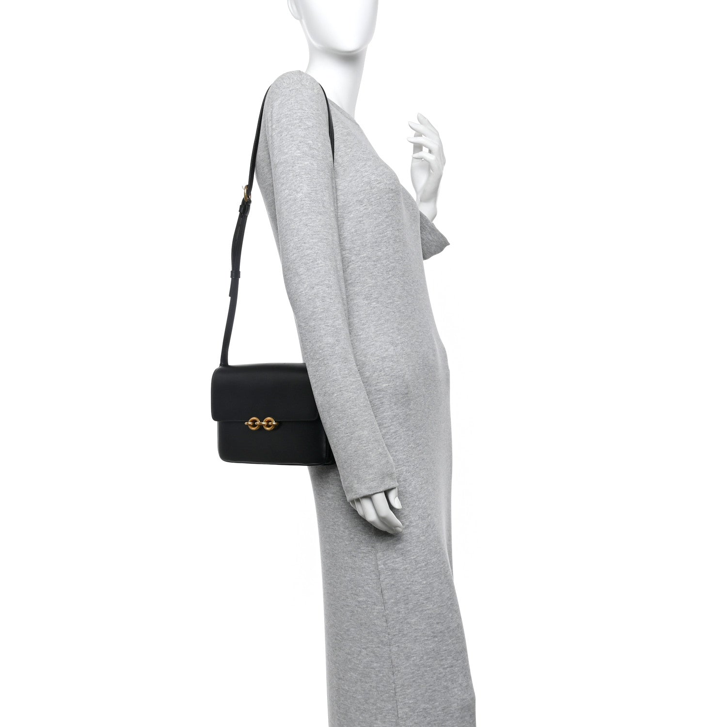 Saint Laurent Smooth Calfskin Le Maillon Satchel Black 2 of 10