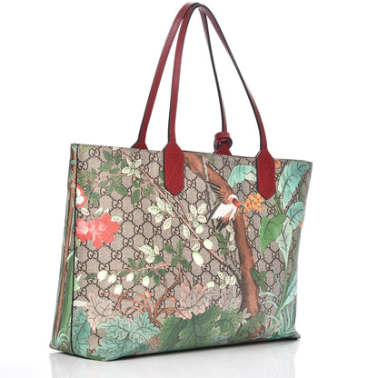 Gucci GG Supreme Monogram Tian Medium Shopping Tote Beige Multicolor Red 3 of 10