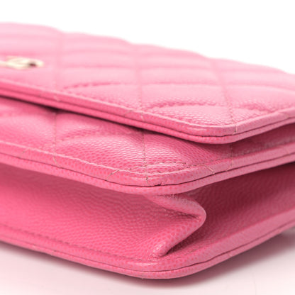 Chanel Caviar Quilted Wallet on Chain WOC Pink 10 of 11