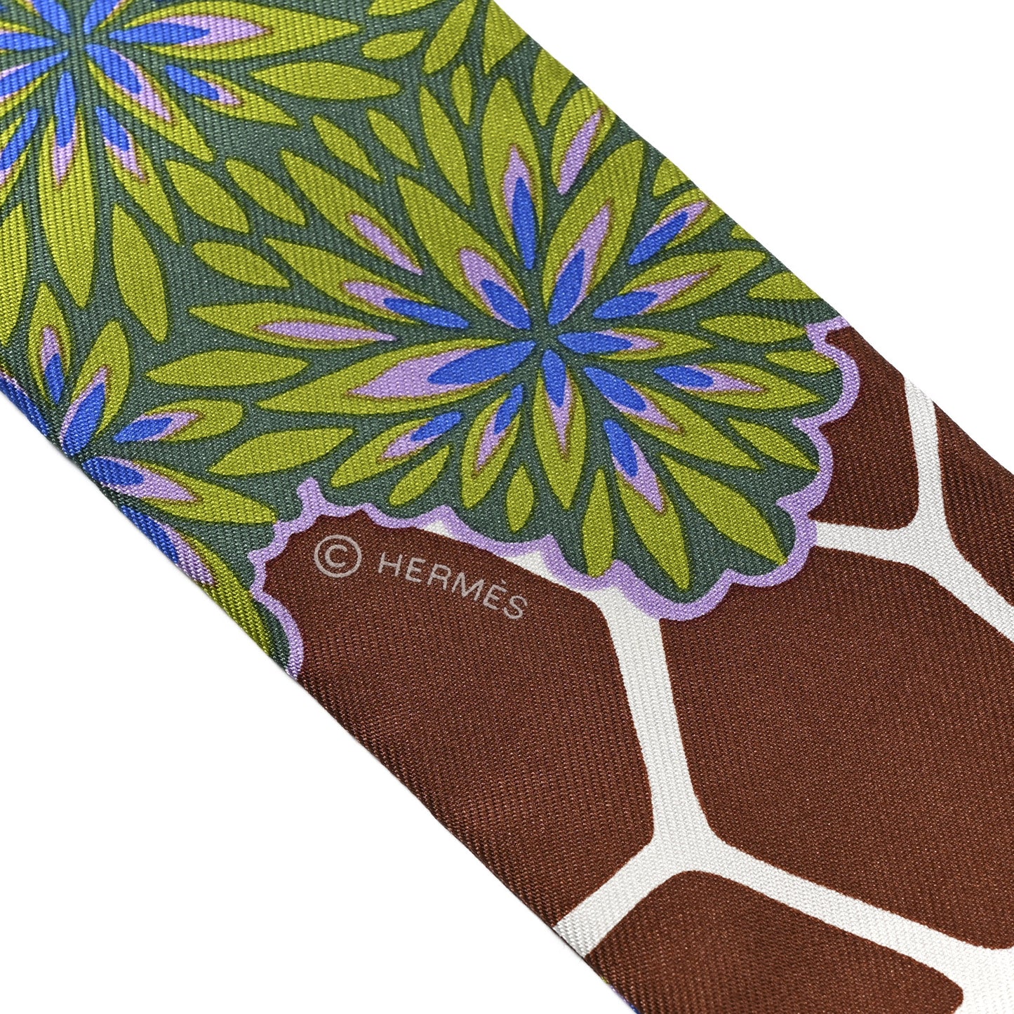 Silk The Three Graces Twilly Bleu Vert Marron