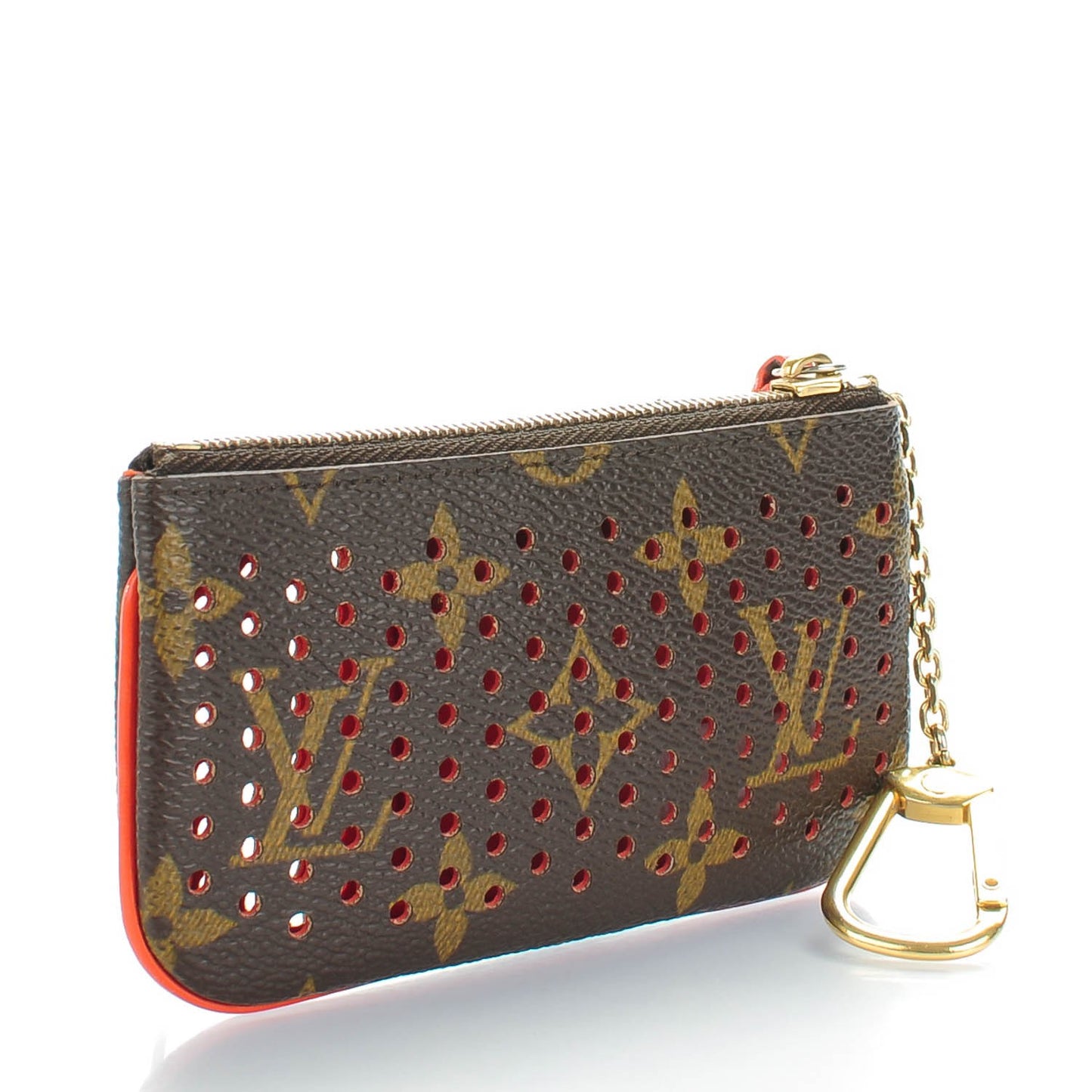 Monogram Perforated Key Pouch Orange