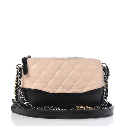 Chanel Aged Calfskin Quilted Small Gabrielle Clutch With Chain Beige Black 3 of 12