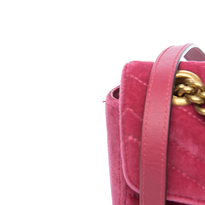 Gucci Velvet Matelasse Small GG Marmont Shoulder Bag Light Raspberry Rose 9 of 10