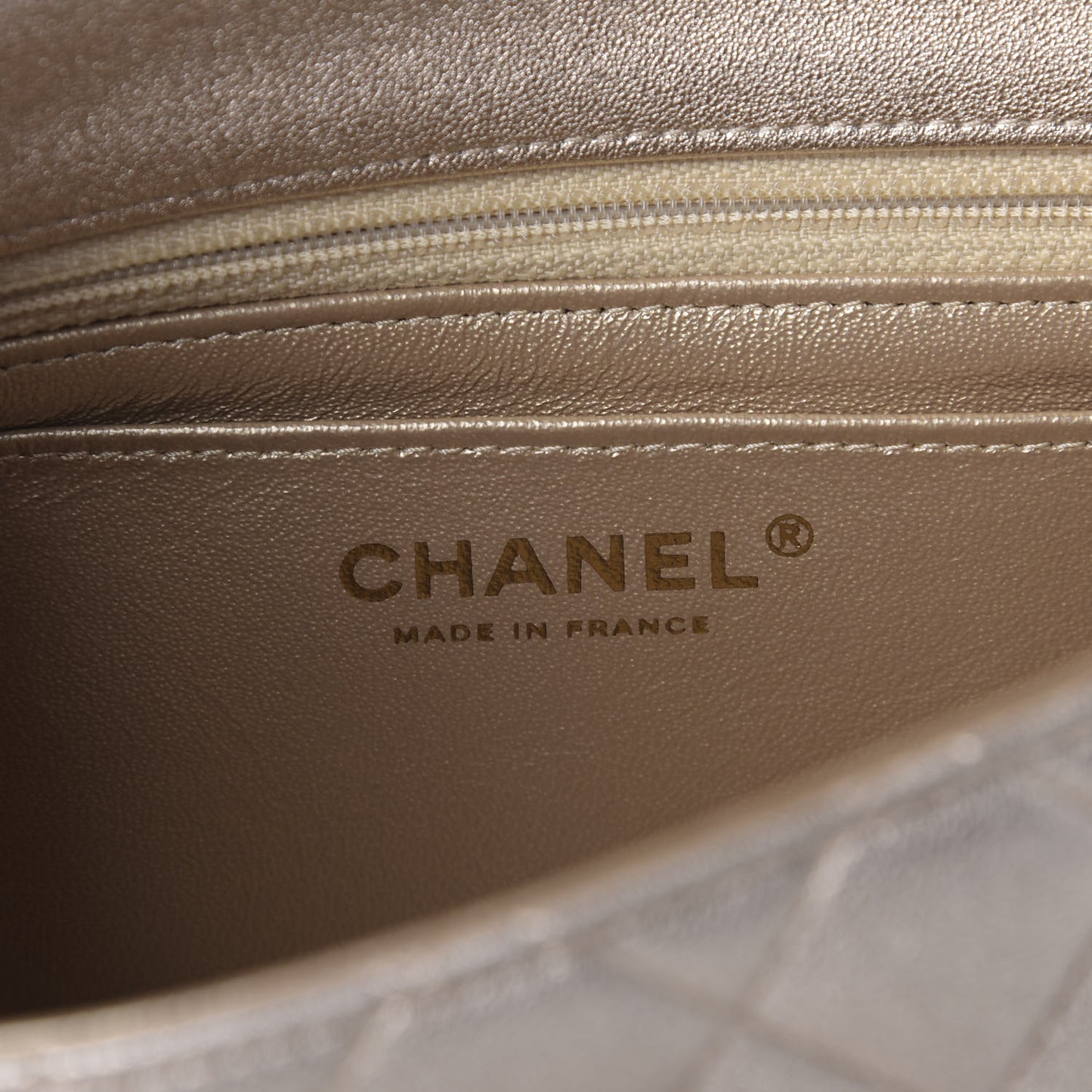 Metallic Lambskin Quilted Mini Square Flap Gold