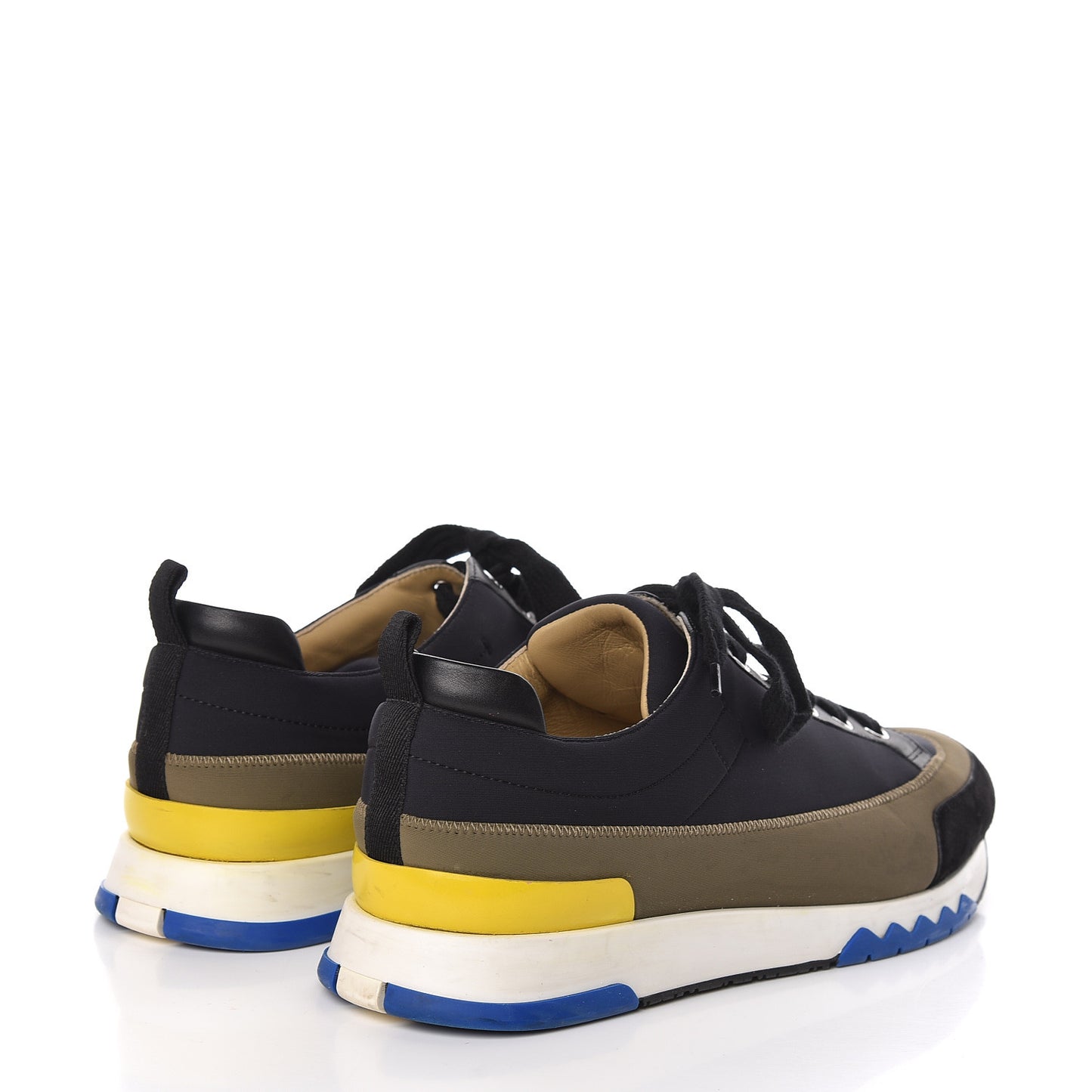 Technical Canvas Suede Goatskin Calfskin Mens Rapid Sneakers 42.5 Khaki Black