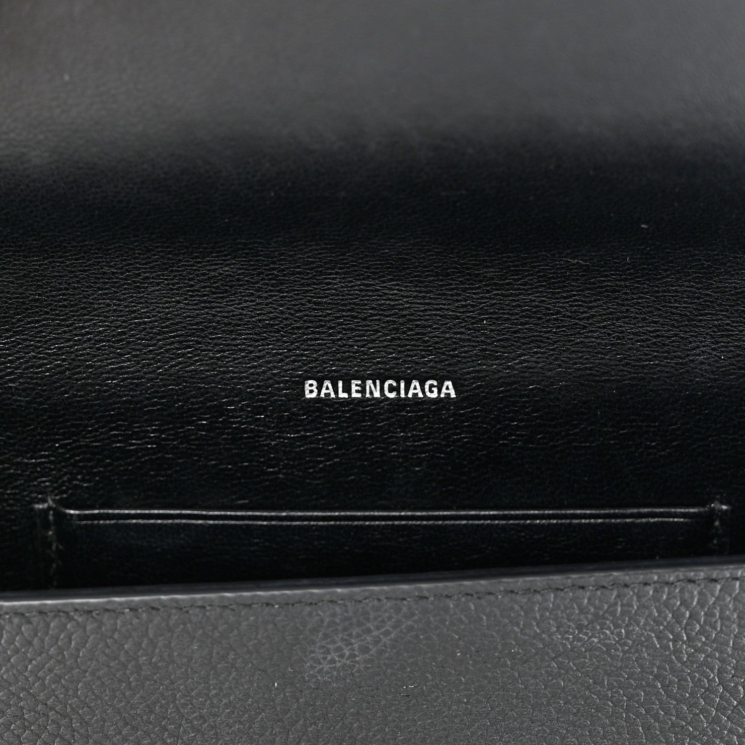 Balenciaga Grained Calfskin Logo Cash Phone Holder Wallet On Chain Black White 6 of 14