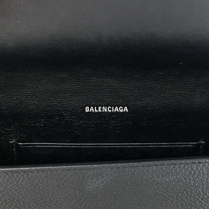 Balenciaga Grained Calfskin Logo Cash Phone Holder Wallet On Chain Black White 6 of 14