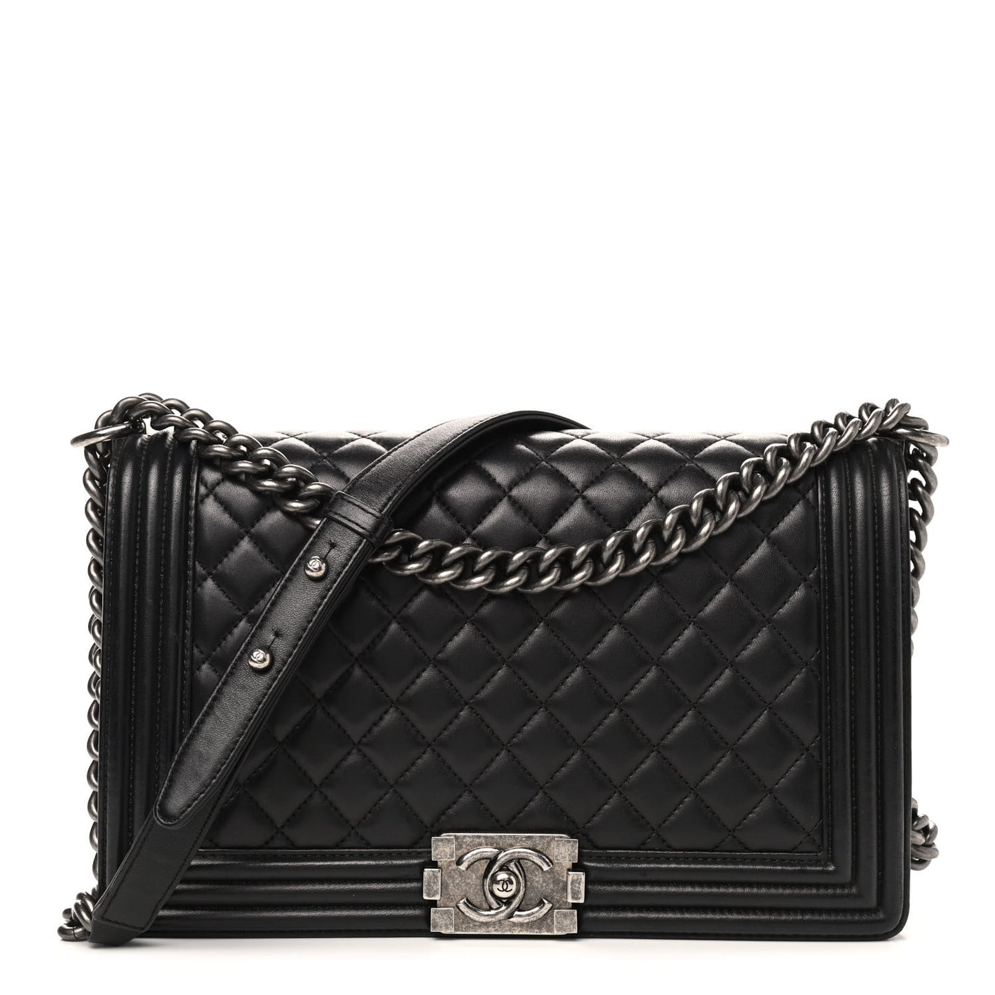 Lambskin Quilted New Medium Boy Flap Black