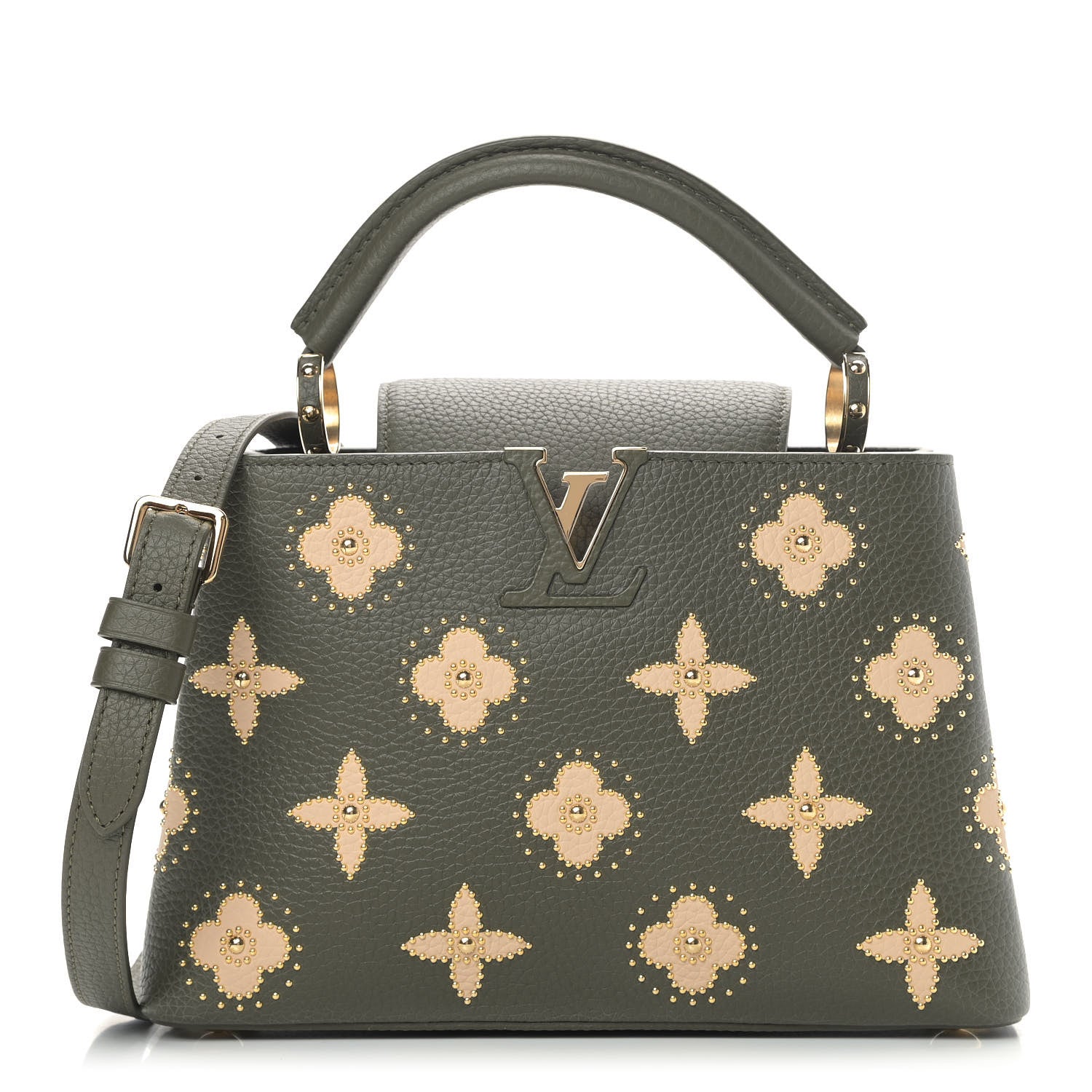 Louis Vuitton Taurillon Flowers Capucines BB Khaki 1 of 9