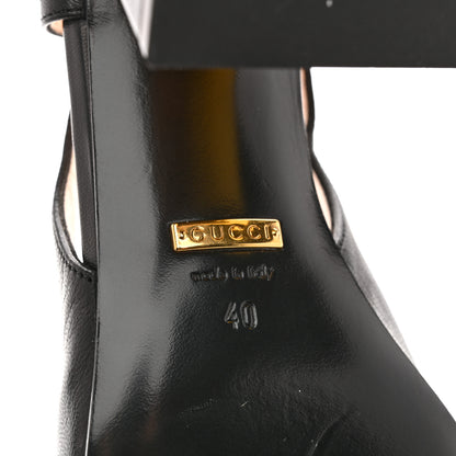 Gucci Malaga Kid Horsebit 75mm Slingback Pumps 40 Black 8 of 13