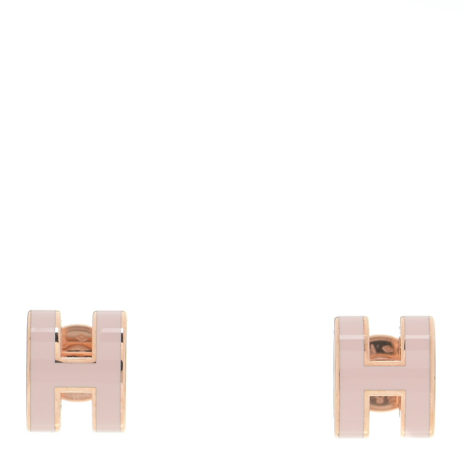 Hermes Rose Gold Lacquered Mini Pop H Earrings Rose Dragee 1 of 7