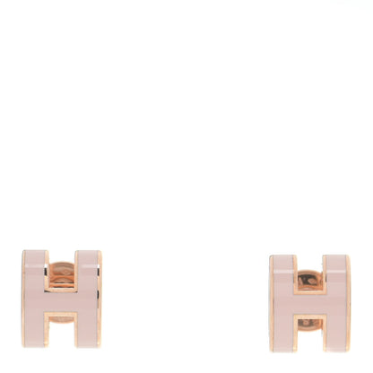 Hermes Rose Gold Lacquered Mini Pop H Earrings Rose Dragee 1 of 7