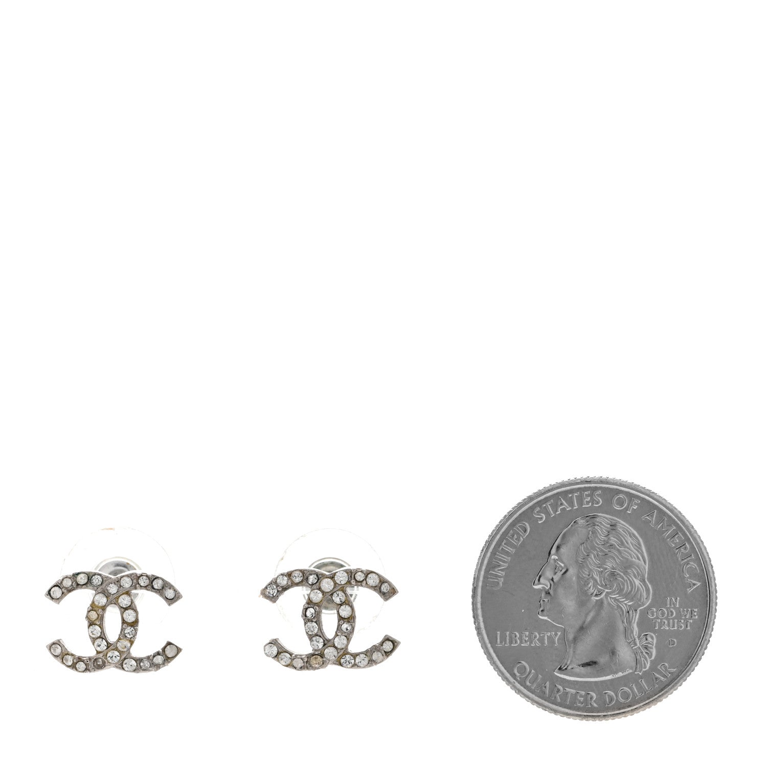 Chanel Crystal CC Earrings Silver 2 of 4