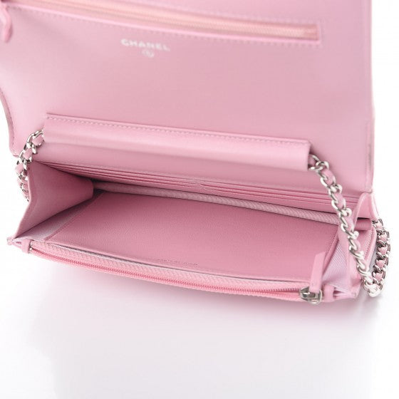 Chanel Calfskin Crystal Studded Boy Wallet On Chain WOC Pink 5 of 14