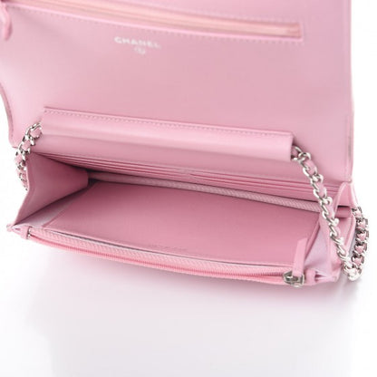 Chanel Calfskin Crystal Studded Boy Wallet On Chain WOC Pink 5 of 14