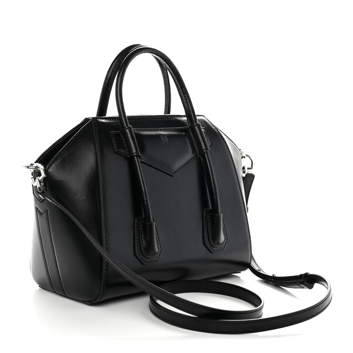 Box Calfskin Mini Lock Antigona Shoulder Bag Black